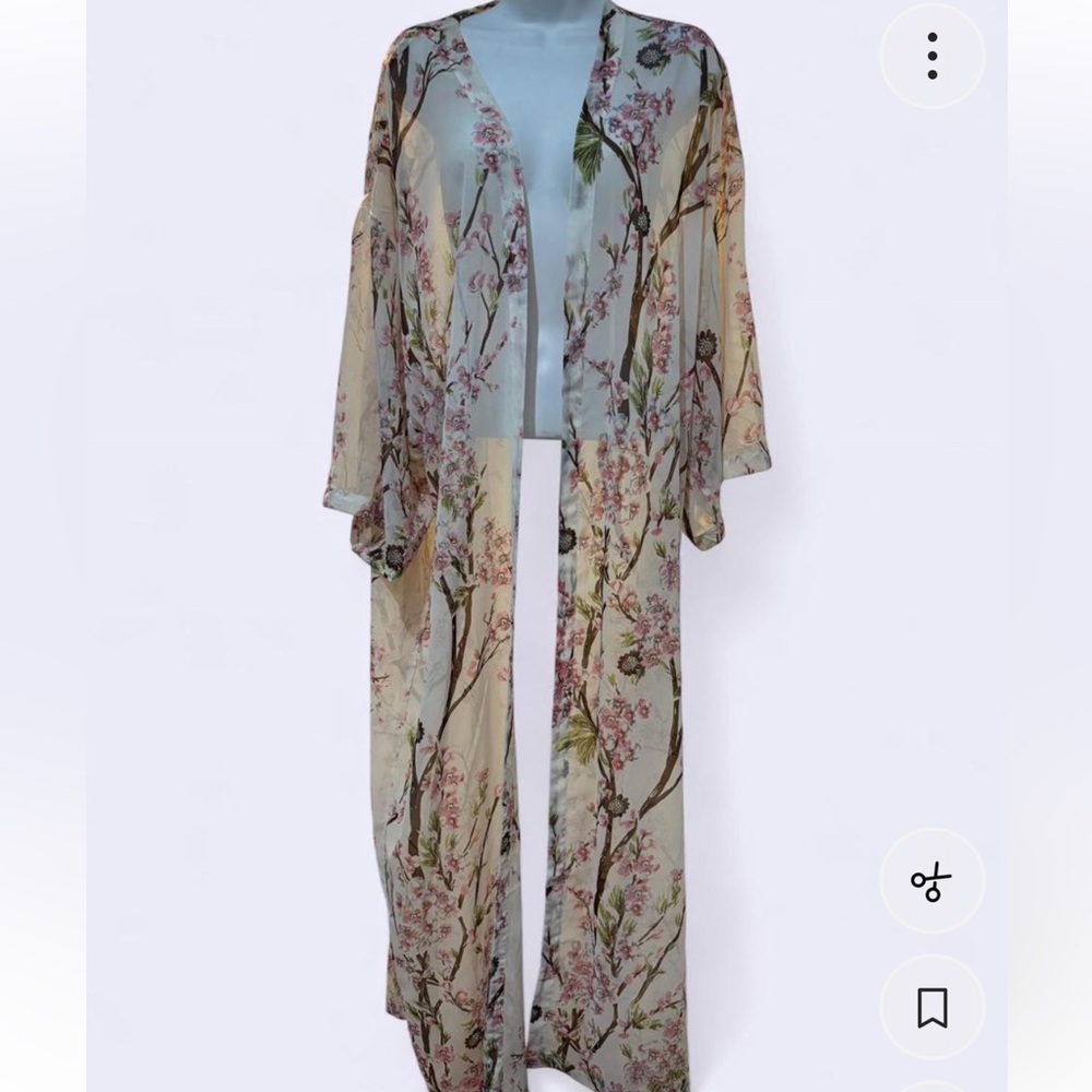 SHEIN Floral Kimono Jacket - Pink and Green